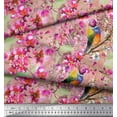 thumbnail image 2 of Soimoi Orange Cotton Voile Fabric Stripe,Floral & American Robin Bird Printed Craft Fabric by The Yard 56 Inch Wide, 2 of 3