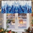 thumbnail image 5 of Winter Watercolor Blue Trees Valances for Windows, 42 x 18in, Snowflake Plant Christmas Gradient Rod Pocket Kitchen Valance Curtain Light Filtering Window Treatments for Living Room Bedroom, 1 Panel, 5 of 7