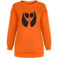 thumbnail image 3 of Chandails en Molleton Visage de Citrouille d'Halloween pour Femmes Manches Longues Surdimensionnées Col Rond Orange Pull Tops, 3 of 7