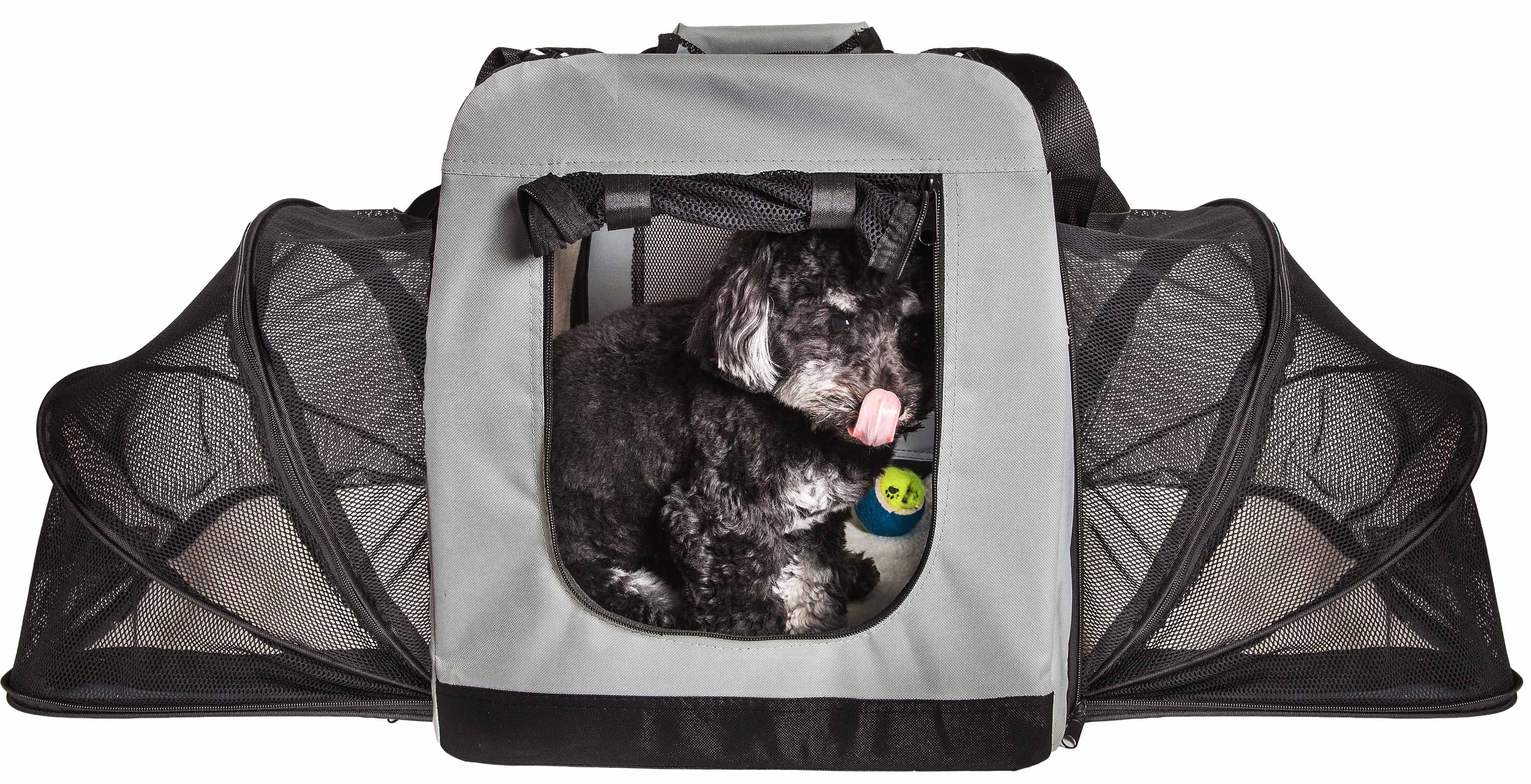 Pet Life ® 'Hounda Accordion' Metal Framed Soft-Folding Collapsible Dual-Sided Expandable Pet Dog Crate