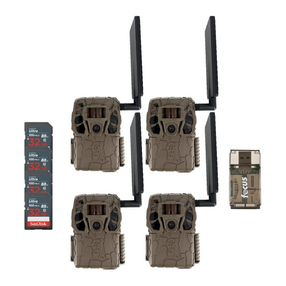 Browning Trail Camera Defender Wireless Vision Pro HD Livestream (4-Pack) Bundle with Card Reader and Memory Card (9 Items)