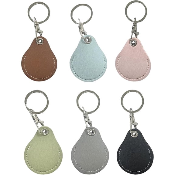 6 Pcs PU Leather Key Fob Holder - Keychain Case Protector for Office Keys, Access Control Cards