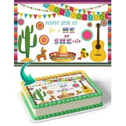 Mexican Cactus Fiesta Spanish Pinata MPP Edible Image Cake Topper Birthday Sheet Banner 1/4 Sheet