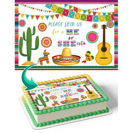 Mexican Cactus Fiesta Spanish Pinata MPP Edible Image Cake Topper Birthday Sheet Banner 1/4 Sheet