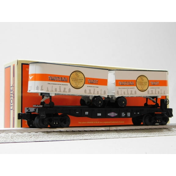LIONEL WHISPERING RAILS FLATCAR W/ PIGGYBACK TRAILER O GAUGE 2528700