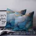 thumbnail image 2 of Pillow Covers 16x16 Set of 2, Turquoise Blue Marble Throw Pillow Covers Decorative Couch Cushion Cover, Modern Teal Gold Geometric Microfiber Soft Square Pillowcases for Bedroom Living Room Sofa, 2 of 7