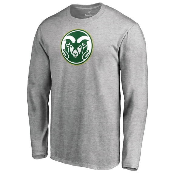 Men's Ash Colorado State Rams Primary Logo Long Sleeve T-Shirt