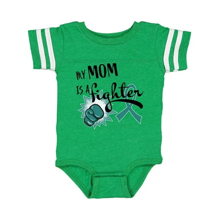 

Inktastic Ovarian Cancer Awareness My Mom is a Fighter Gift Baby Boy or Baby Girl Bodysuit