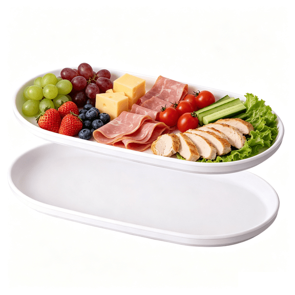 Bxaolu 2Pack Plastic Serving Tray for Party - Serving Tray 5.51x9.45 Inch- Rectangular Lightweight Dessert Tray for Food