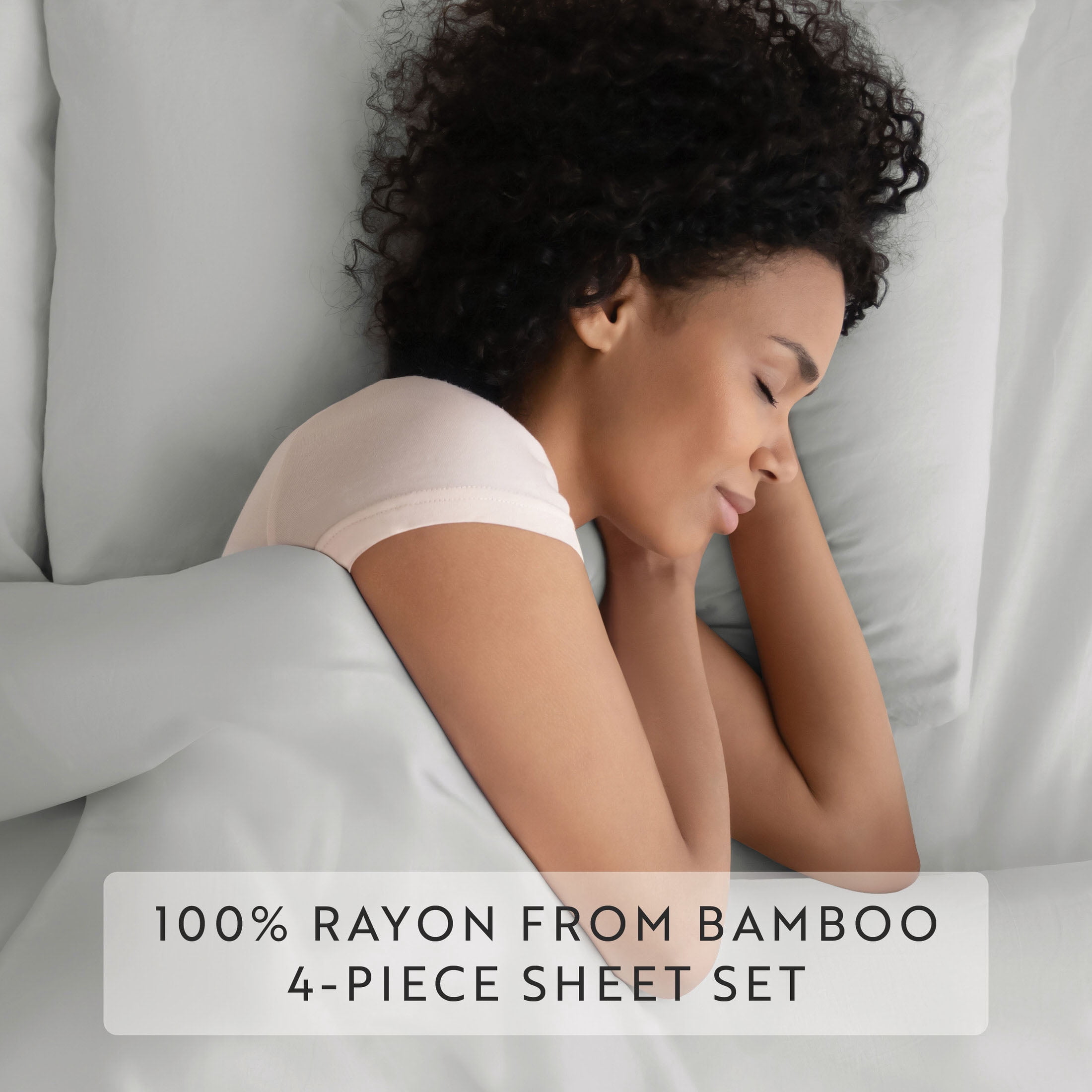 Noble Linens Rayon from Bamboo 4 Piece Luxury Bed Sheet Set, Light Gray, King