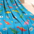 thumbnail image 3 of Blue Cartoon Dinosaurs WordsHearts Pattern Blanket,Comfortable Soft Lamb Wool Throw Blanket,All Season,Warm Lightweight Blankets for Sofa Bed Couch Living Room Chair,40"x50", 3 of 4