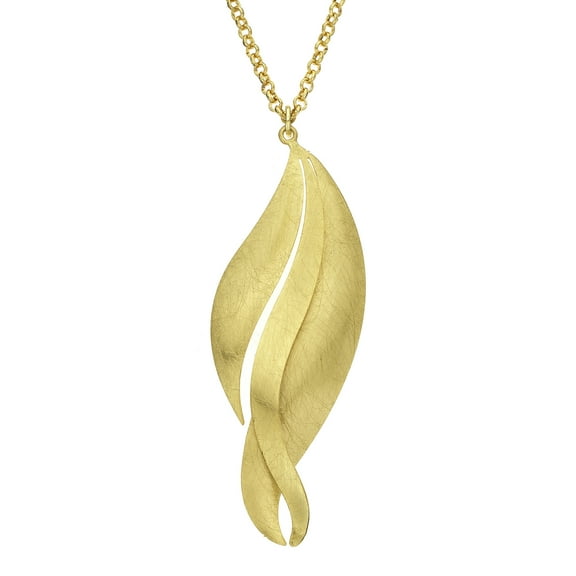 X & O Gold Tone Elliptical Swirl Pendant Necklace
