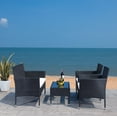 thumbnail image 2 of SAFAVIEH Outdoor Collection Abdul 4-Piece Patio Set Black/Beige, 2 of 9