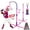 Pink, variant on Beefunni 3-in-1 Baseball Set for Toddlers Kids 3-8 - Tee Ball Stand, Hanging Tee, Ball Launcher and 6 Baseballs - Indoor/Outdoor Sport Gifts for Boys (Red&Blue)