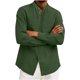 thumbnail image 4 of Ceisia Men's Relaxed Fit Linen Blend Stand Collar Shirt, Solid Color Long Sleeve Casual Button-Up Top Gifts, 4 of 6