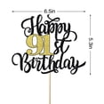 thumbnail image 2 of Adorno para Pastel Leetaivie 91º Cumpleaños Brillo Negro y Dorado, 2 of 6