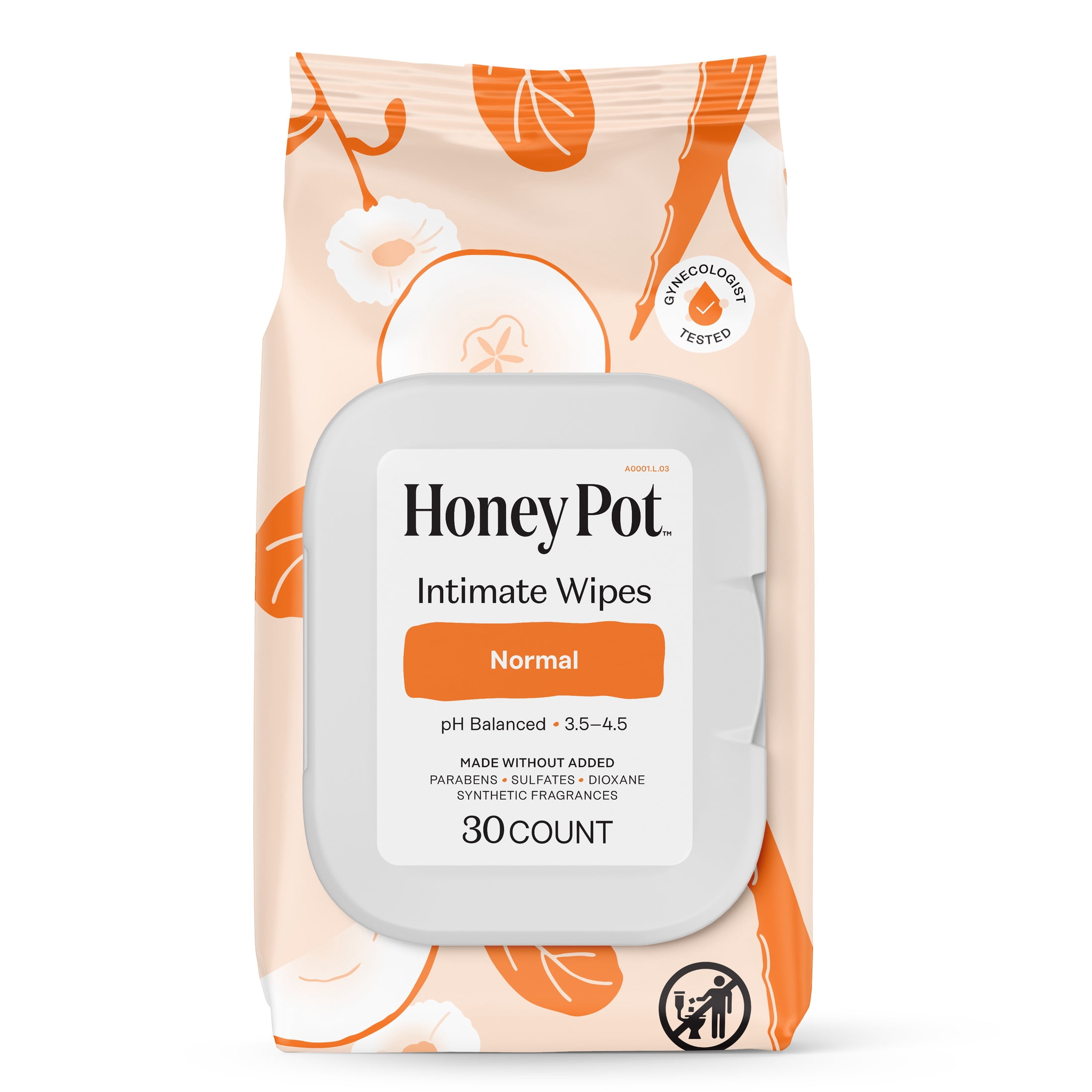 (2 pack) Honey Pot Intimate Wipes - Normal, 30 Count