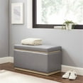 thumbnail image 2 of Linon Hawn Rectangle Storage Ottoman Natural Wood Trim in Grey Faux Leather, 2 of 16