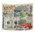 thumbnail image 1 of UFAEZU Europe Collage Spain Vintage Car Travel Retro Spanish Barcelona Country Landmark Wall Art Hanging Tapestry Home Decor for Living Room Bedroom Dorm 60x80 inch, 1 of 1
