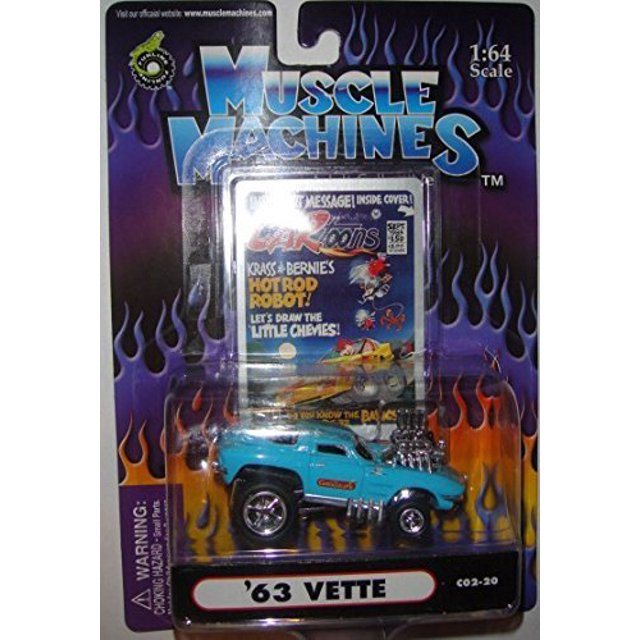MAQUINAS MUSCULARES 1:64 ESCALA AZUL / AZUL CARTONES SERIE 63 VETTE # c02-20 DIE-cAST, 1963 MAQUINAS MUSCULARES CORVETTE FUNLINE 720134711718