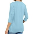 thumbnail image 5 of Wrinkle-Free Tropical Vacation Dressy Tops, Tunic Tops For Women Loose Fit ​3/4 Length Sleeve Womens Solid Color Shirts Slim Fitting ​V Neck Dresses Summer 2025 Casual Blue, 5 of 5