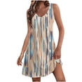 thumbnail image 2 of Ovzne Robes pour Femmes 2025 Robe pour Femme Robes d'Été Imprimées pour Femmes Amples à Col en V Sans Manches Robes de Plage avec Poches Robes de Plage Imprimées Liquidation, 2 of 7