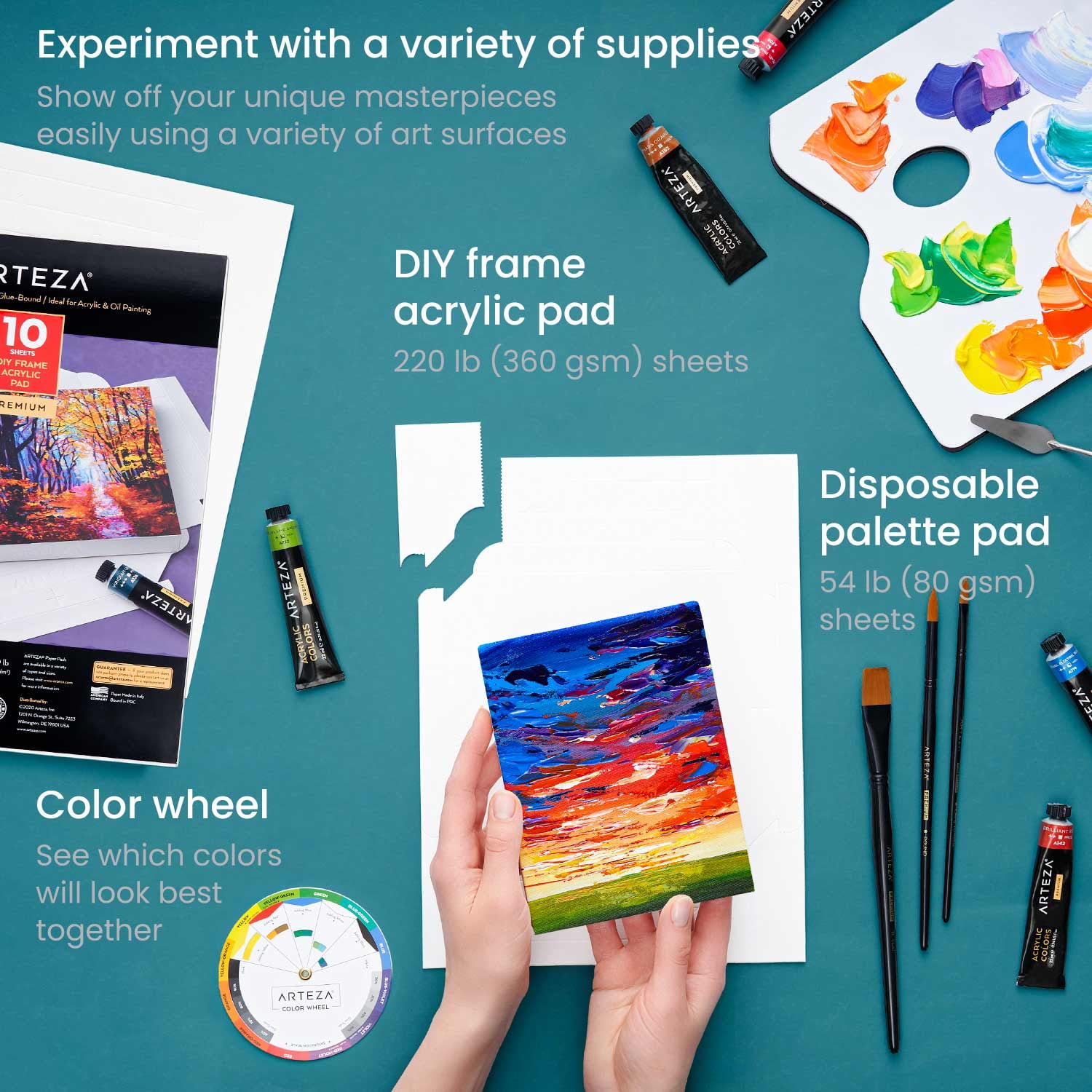 Arteza Large Acrylic Art Set, Artist Painting Kit