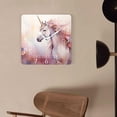 thumbnail image 4 of 12 Inch Wall Clock Battery Operated Square Clock Decorative for Office, Kitchen, Outdoor, Living Room，Unicorn Flower Watercolor Beautiful, 4 of 4