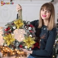 thumbnail image 7 of Spencer 6Pcs Christmas Poinsettia Flower Ornaments Glitter Floral Accessories Xmas Tree Wreaths Decorations for Wedding Party Home "White", 7 of 7