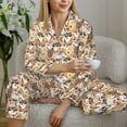 thumbnail image 5 of KLL Cute Puppy Print Women's Long Sleeve Pajamas with Pants Sleepwear Loungewear 2 Set-Large, 5 of 7