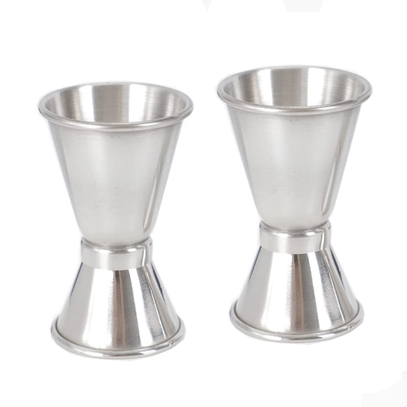 2 Uds Doble Cóctel Jigger 0,5 Onzas/1 Onza Taza Medidora De Acero Inoxidable Herramienta Para Bar Restaurante O Uso Doméstico Plata