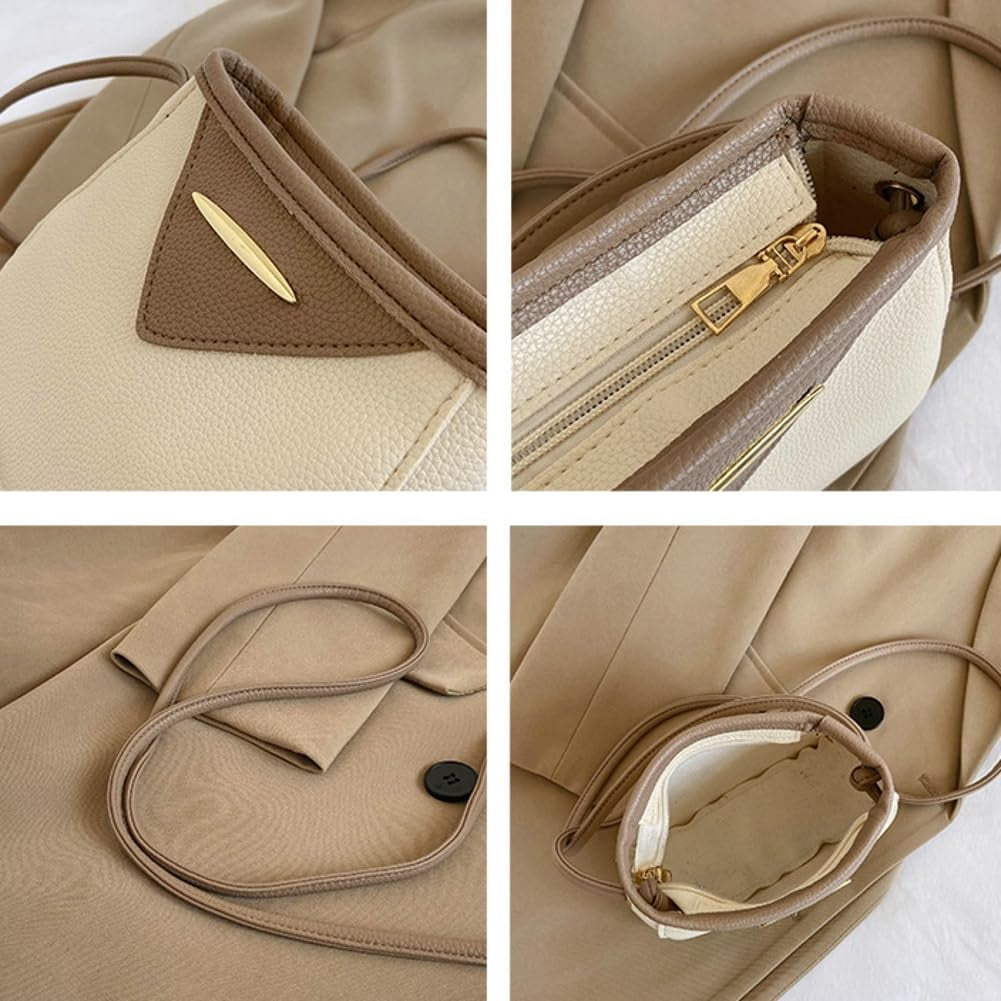 Womens Retro PU Leather Shoulder Crossbody Bag Small Cute Tote Purse Handbag Bucket Top Handle Satchel 2pcs