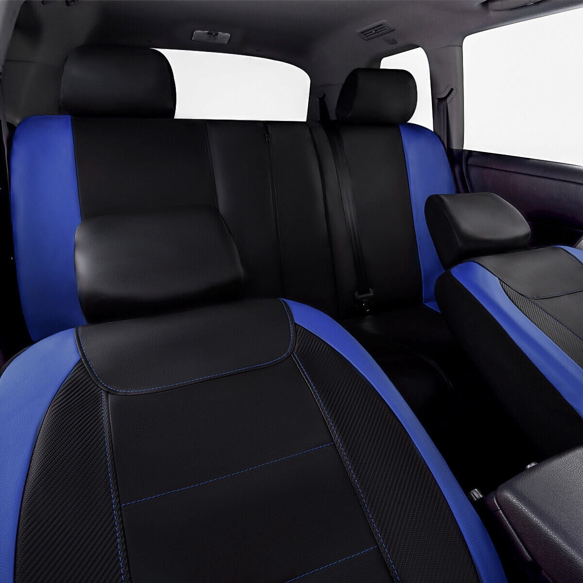 Flying Banner Full Set Deluxe Automotive Leather Universal Car Seat Covers Interior Covers car SUV pick up Blue