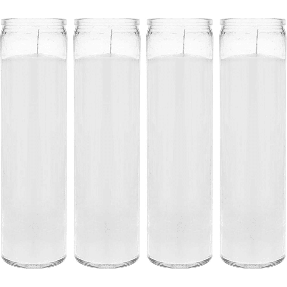 Unscented White Jar Candles in Glass, 3 Pack, 8" Tall Candles