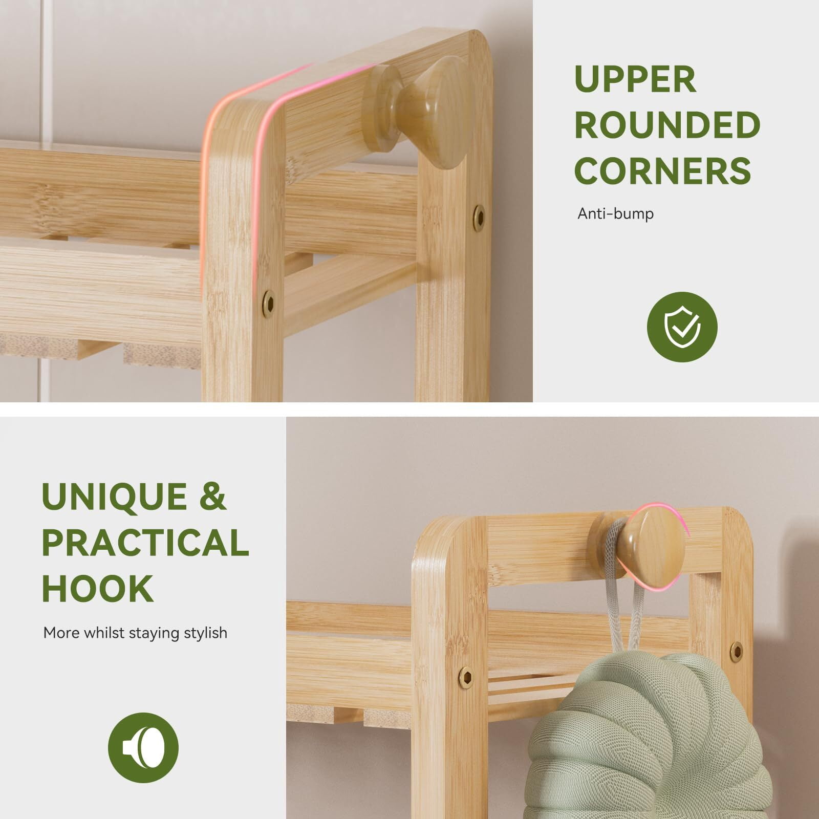 Bamboo Over the Toilet Storage Shelf - 2-Tier Bathroom Organizers, 2 in 1 Dual Stable Home Storage Rack for Small Bathroom, Space Saver