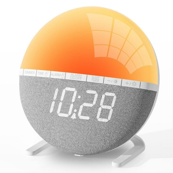 LIZZ Wake Up Light Sunrise Alarm Clock for Kids, Adults, Heavy Sleepers, Bedroom, Sunlight Alarm Clock with Sunrise Simulation, Snooze, 7 Ringtones, Sleep Aid, 9 Colors Night Light, Ideal for Gift