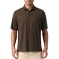 thumbnail image 5 of INSPIRE CHIC Mens Summer Casual Short Sleeve Solid Color Texture Knit Polo Shirts XL Dark Brown, 5 of 5