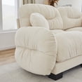 thumbnail image 6 of Pleated Chenille Fabric 2 Seater Modular Sofa, Ergonomic High-Density Foam, Curved Round Armrests with 2 Round Throw Pillows, Beige, 6 of 13