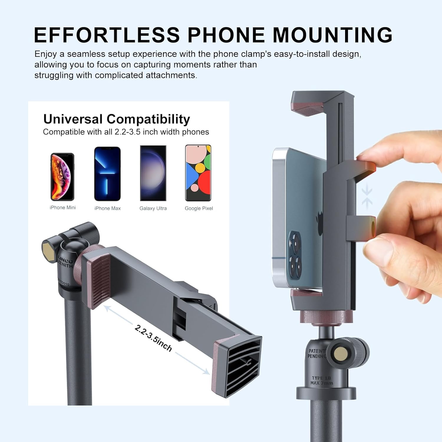 LINCO Adjustable iPhone iPad Selfie Stick Tripod 52” Bluetooth Remote Mic Stand Tablet Holder -Black