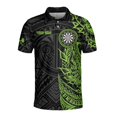thumbnail image 2 of Customize Name Tribal Tattoo Green Black Custom Darts Men's Team Polo Shirt S-5XL, 2 of 5