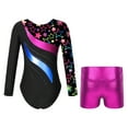 thumbnail image 2 of YONGHS Teens Kids Girls 2Pcs Dance Outfits Gymnastics Sport Leotard with Shorts Dancewear Unitard Star Black 12, 2 of 6