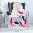 thumbnail image 4 of Japanese Soft Flannel Fleece Throw Blanket, Pair of Swimming Squid Fish Yin Yang Aquatic Pisces Marine Theme, Cozy Plush for Indoor and Outdoor Use, 70" x 90", Pink Blue, by Ambesonne, 4 of 5