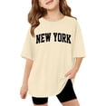 thumbnail image 3 of Girls Tshirts Kids Fun Graphic Short Sleeve Crewneck Loose Summer Tee Top Girls Tops Beige 13-14 Years, 3 of 7