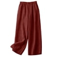 thumbnail image 6 of Otvok Womens Loose Wide Leg Palazzo Trousers, Women Elastic Waist Linen Blend High Waist Casual Vacation Pants with Pockets, 6 of 7