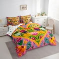 thumbnail image 3 of Manfei Colorful Graffiti Flower 7-Piece Twin Bedding Sets,Oil Painting Artwork Bedding Comforter Set,Pink Green Orange Sheet Sets For Girls Kids,Microfiber Bedroom Decor Reversible, 3 of 8