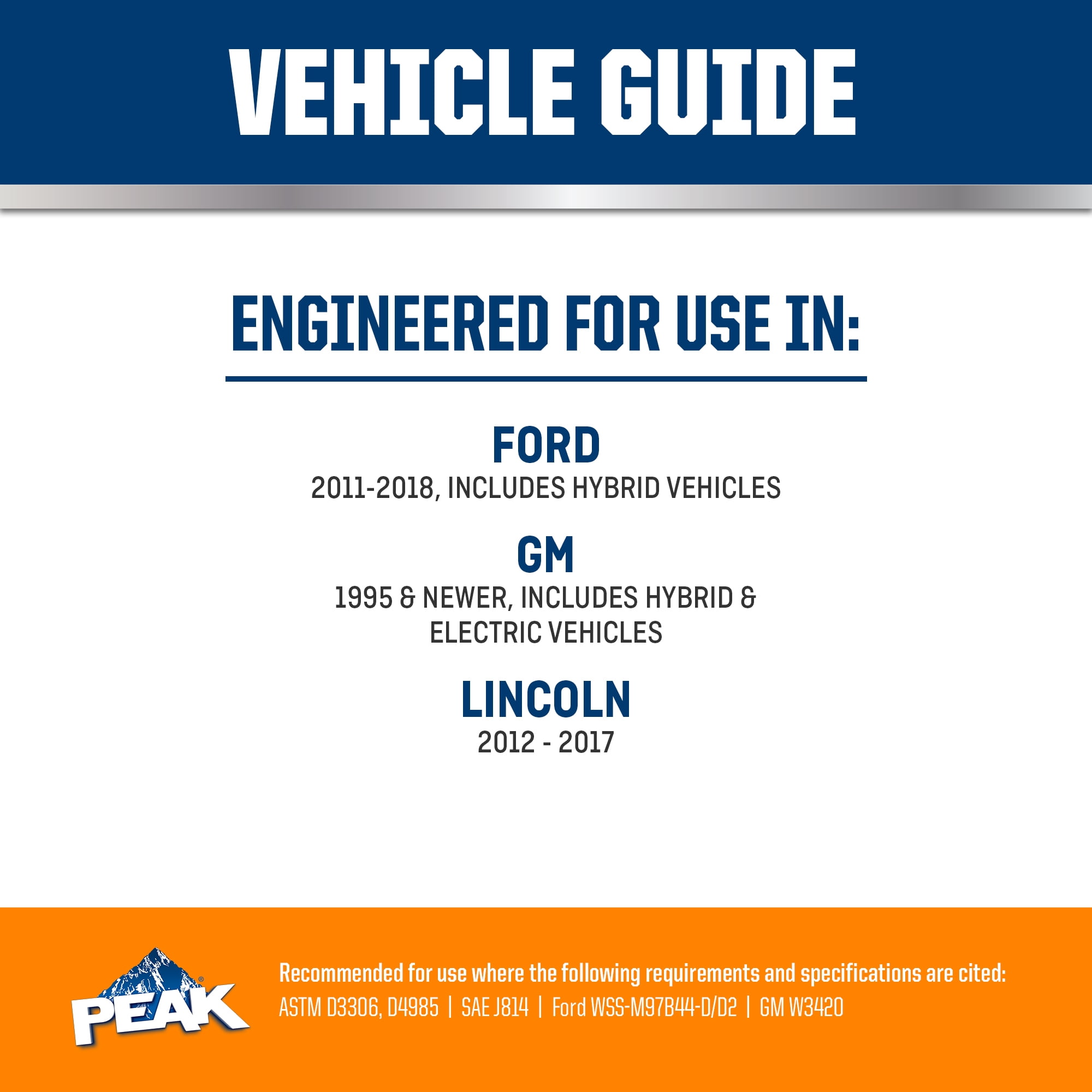 PEAK Original Equipment Technology North American Vehicles Orange, 50/50 Prediluted Antifreeze & Coolant, 1 gal