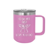 Yo-Da Best Dad Love You I Do - Engraved Coffee Mug with Handle Cup Unique Funny Birthday Gift Graduation Gifts for Women Fathers Day Dad Papa Pops best buckin Star Wars Yoda (15 oz Mug, Lt Prp)