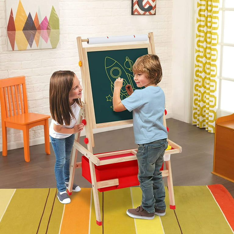  Woodenland Art Easel for Kids, 360° Rotatable Double