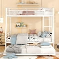 thumbnail image 2 of Bunk Bed, Save Space or Split Into 2 Beds, Metal Bunk Bed with Ladder and Safety Guardrail, Space-Saving Bunk Beds with Trundle for Teens & Adults, No Box Spring Needed, 2 of 9
