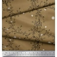 thumbnail image 3 of Soimoi Brown Rayon Fabric Dot & Wreath Hand Drawn Printed Fabric 1 Yard 56 Inch Wide, 3 of 3